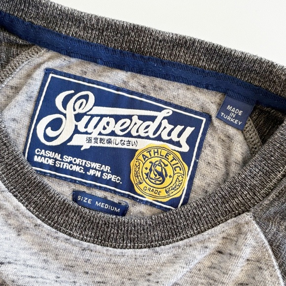 Superdry Athletics Yokohama Raglan Heather Gray Short Leave Tee Size M - Picture 4 of 10